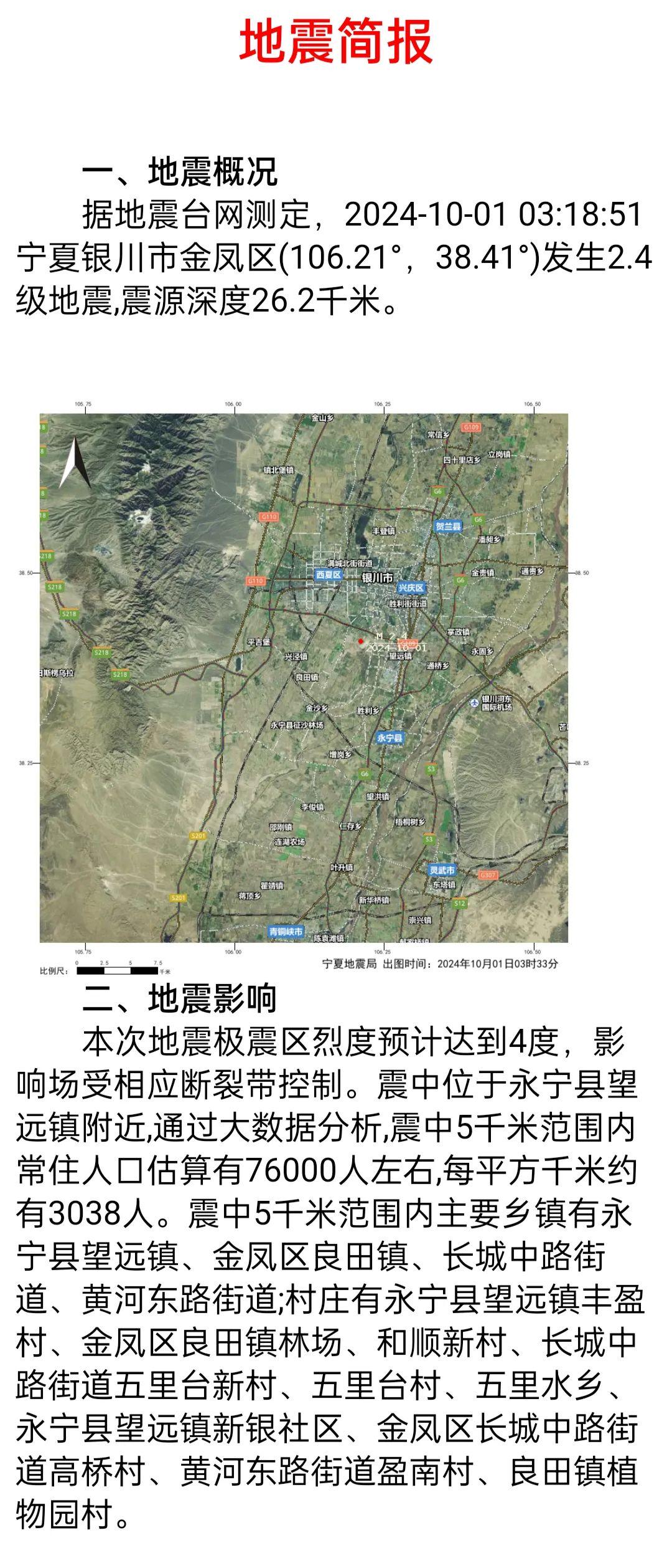 宁夏地震资讯速报